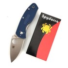 Spyderco Ambitious Knife C148 Plain Edge Blade Blue New - Read Description