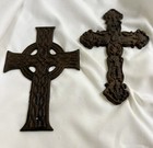 2 Cast Iron Crosses Wall Decor 10    Cross Antiqued Finish Spiritual Religious