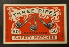 Travelstamps  Sweden Matchbox Label - Three Pipes  50 Match Size