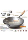 Craft Wok Traditional Hand Hammered Carbon Steel Pow Wok With Wooden 14 