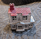 Antique A c  Williams Cast Iron  Two Story Colonial House W  Porch - Coin Bank