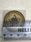 Antique Victorian Metal Celluloid Button Open Ends Star Asterisks Border Design