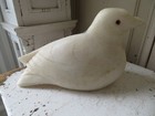 Beautiful Old Vintage White Alabaster Marble Bird Love Dove Statue Glass Eyes