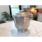 Vintage Hammered Aluminum Ice Bucket With Lid And Handles Mid Century Modern