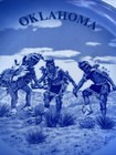 Vintage Oklahoma Souvenir Plate Indians Blue 8 5   