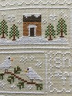 Completed Xstitch Christmas  snow Sampler  Ornament wall Hang