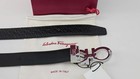 Ferragamo Men s Belt  Black Leather Silver Buckle W box