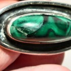 Large Vtg 1980 s Handmade Navajo Sterling Silver Ring Malachite 12 Grams