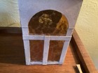 Vtg Gothic Tudor Arts   Crafts Porch Lantern Light Fixture  amber Glass Sconce