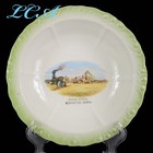 Antique Ringsted Iowa Souvenir Plate W pic Farm Scene Of Wheat Harvest Colorful 