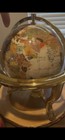 Rare  Vintage Mother Of Pearl Semi-precious Vintage World Globe Gold Finis