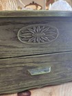 Vintage 13  Lerner Recipe Card File Box With Drawer Storage Green Faux Wood