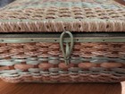 Vintage Sewing Basket Lot Darning Mushroom Thread Spools Trim Scissors Notions