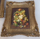 Vtg Truart Pair Framed Floral Bouquets Usa 5x7 Inches
