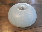 Antique Victorian Ceiling Glass Shade Light Blue Floral Art Deco 3 Hole Fixture