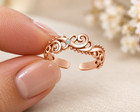 Created Diamond Toe Ring 925 Sterling Silver 14k Rose Gold Finish Scroll Design