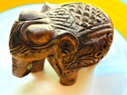 Vintage Hand Carved Wooden Elephant 2 1 8 X 2 X 3 1 8  Very Hard Wood Intricate