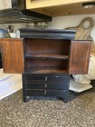Vintage Asian Black Laquer Curio Cabinet Chinoiserie Miniature Wedding 
