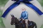 H509 Hand-made Christmas Ornament - Western Mule Riding Bay Seal Brown