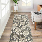 Custom Size Stair Hallway Runner Rug Rubber Back Non Slip Grey Floral Medallion