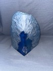 Blue Dyed Quartz Geode Agate Slice Polished Freeform Crystal Display Specimen