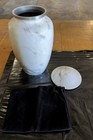 Large Cremation Urn For Human Ashes   Free Velvet Bag White Marble
