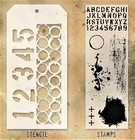 Textures Clear Stamp   Numbered   Ringer Stencil Set By Tim Holtz New 