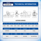 Ucp209-28 1-3 4  Pillow Block Bearing 2-bolt Solid Base Cast Iron 4 Pack