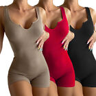 Lady V Neck Bodycon Jumpsuit Shorts Sleeveless Slim Romper Bodysuit Leotard Sexy