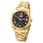 Luxury Men Date Day Watch Gold Tone Stainless Steel Waterproof Quartz Wristwatch