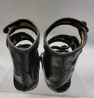 Antique Victorian edwardian Black Leather 3 Strap Button Girls Shoes W  Ribbon