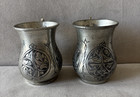 Vintage Handmade Turkish Copper Engraved Black Line Mugs