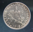 France  1 Franc 1918  Silver Coin 