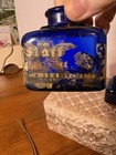 Antique Glass Square Cobalt Blue Inkwell Bottles One Original Label