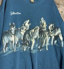 Vintage 90s Blue Yellowstone Park Wolves Sweatshirt Double Sided Mens Size Large