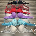 Victoria Secret Lot Of  6 Bras 36b Plaid  Floral  Solid    one Nwt    Read