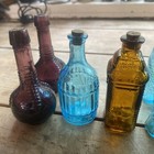 Vintage Lot Of 11 Wheaton   Taiwan Mini Color Glass Apothecary Bitters Bottles