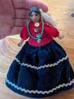 Vintage Navajo Indian Doll  Clay Head Hands Boots Leather Body Handmade  painted
