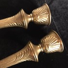Vintage Pair Of Brass Candlestick Holders 9 75  Tall 4  Diameter Base  Heavy 
