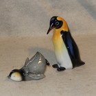 Pair Franz Porcelain Penguin Figures Playful Emperor Figurine Baby Adult Rare