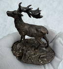 Fantastic Antique Life-like Solid Sterling Silver Figure Of Buck   Male Deer