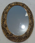 Vintage Brass Oval Ormolu Gold Roses Vanity Tray Mirror 9 1 2 x7 1 2 