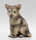 Wolf Cub Sitting Polystone Figurine Home Decorative Collectible
