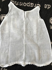 Vtg Victorian Antique White Cotton Baby Slip Dress Doll Christening Lace Scallop