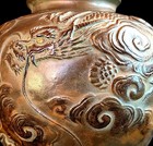 Japanese Bronze Vase With Dragon   Cloud Relief Meiji   taisho Period Antique Vase