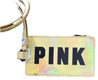 Victorias Secret Pink Lanyard Keychain Id Badge Card Holder Wallet Gold