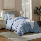 Comforter Set 5 Piece - Pintuck Bedding Set College Dorm Twin Xl Stone Blue
