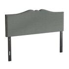 King Size Headboard Light Grey Upholstered With Nailhead Trim Adjustable Height