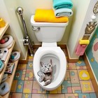 30cm Cartoon Toilet Seat Lid Sticker  Cute Cat Waterproof Self-adhesive 