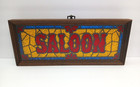 Vintage Retro Saloon Bar Sign Wood Framed Art Faux Stain Glass Ims Corp